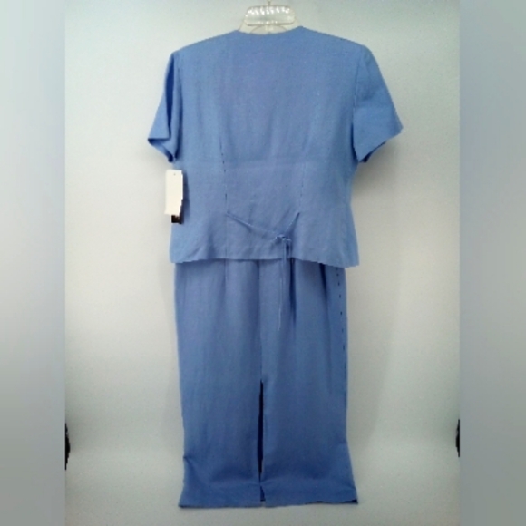 Vintage NWT Jessica Howard Linen Blend MOTB 2 Piece Blue Dress Jacket Beaded 6 - Picture 4 of 11